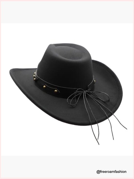Classic Cowboy Hat with Belt Buckle Wide Brim Unisex Western Hat for Men Women main image 5